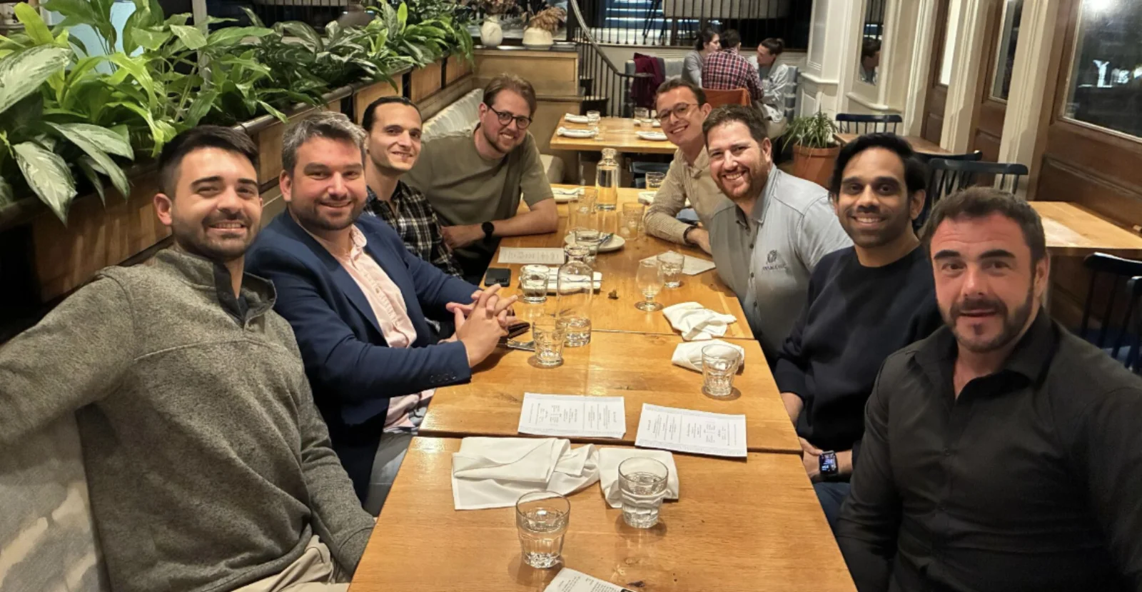 Founders and operators around the table at the FTW Investment Climate Dinner in San Francisco